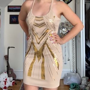 Gold Sequin Bodycon Formal Dress